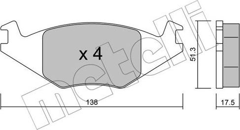 Metelli 22-0047-0 - Тормозные колодки, дисковые, комплект www.autospares.lv