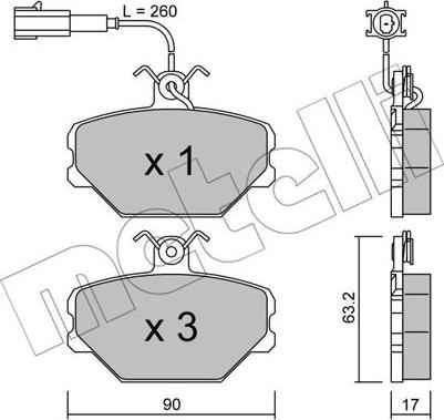 Metelli 22-0059-0 - Тормозные колодки, дисковые, комплект www.autospares.lv