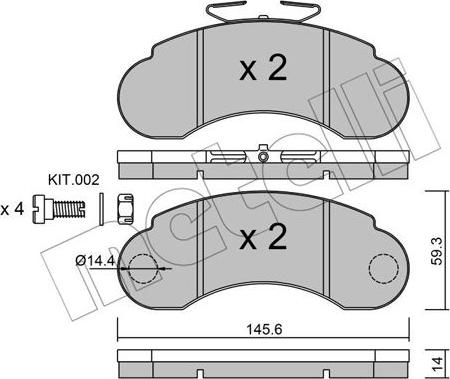 Metelli 22-0055-1 - Bremžu uzliku kompl., Disku bremzes autospares.lv