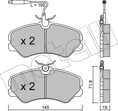 Metelli 22-0058-1 - Bremžu uzliku kompl., Disku bremzes www.autospares.lv