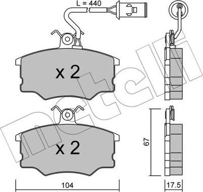 Metelli 22-0053-1 - Bremžu uzliku kompl., Disku bremzes www.autospares.lv