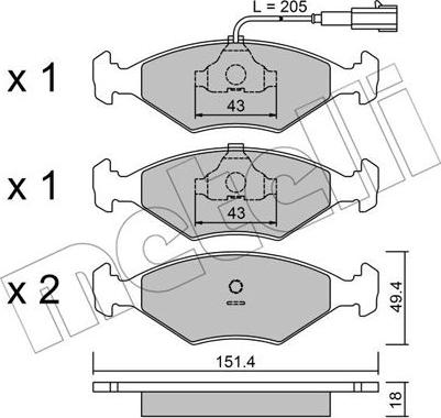 Metelli 22-0057-4 - Bremžu uzliku kompl., Disku bremzes www.autospares.lv