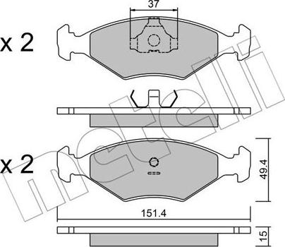 Metelli 22-0057-5 - Тормозные колодки, дисковые, комплект www.autospares.lv