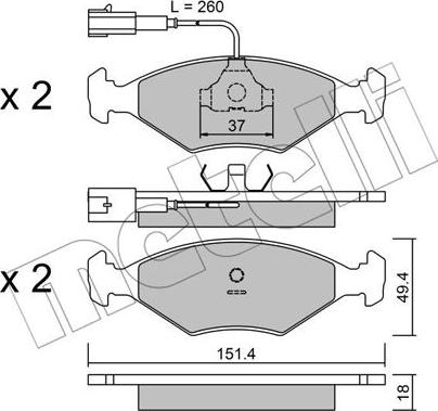 Metelli 22-0057-1 - Bremžu uzliku kompl., Disku bremzes www.autospares.lv