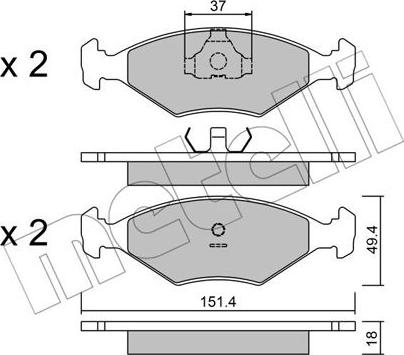 Metelli 22-0057-2 - Brake Pad Set, disc brake www.autospares.lv