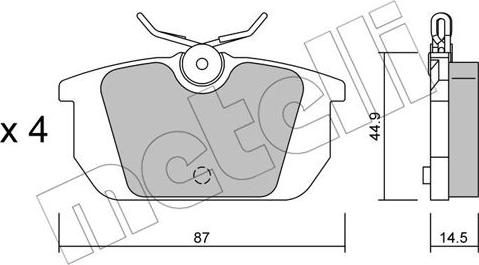 Metelli 22-0064-0 - Bremžu uzliku kompl., Disku bremzes www.autospares.lv