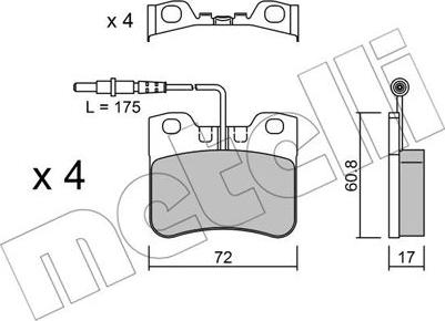 Metelli 22-0060-0 - Bremžu uzliku kompl., Disku bremzes www.autospares.lv