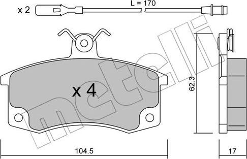 Metelli 22-0062-1 - Bremžu uzliku kompl., Disku bremzes www.autospares.lv