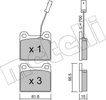 Metelli 22-0003-3 - Bremžu uzliku kompl., Disku bremzes www.autospares.lv