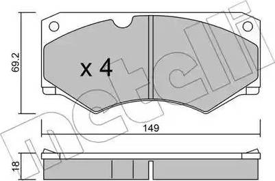 Metelli 22-0014-4 - Bremžu uzliku kompl., Disku bremzes autospares.lv