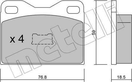 Metelli 22-0015-2 - Тормозные колодки, дисковые, комплект www.autospares.lv