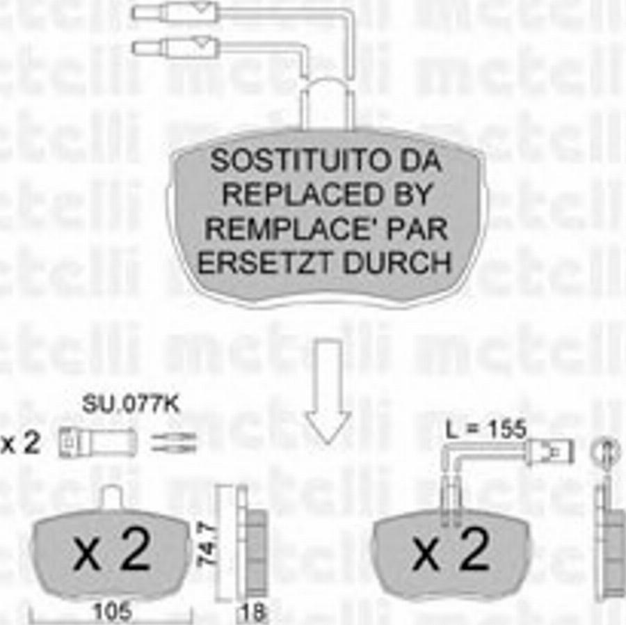 Metelli 2200164 - Bremžu uzliku kompl., Disku bremzes www.autospares.lv