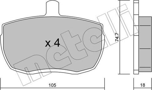 Metelli 22-0016-0 - Bremžu uzliku kompl., Disku bremzes autospares.lv