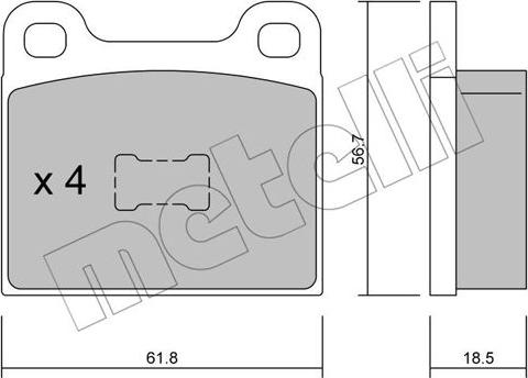 Metelli 22-0010-1 - Bremžu uzliku kompl., Disku bremzes www.autospares.lv