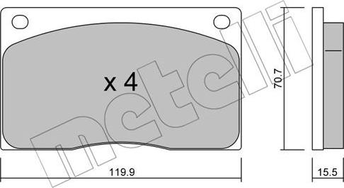 Metelli 22-0089-0 - Bremžu uzliku kompl., Disku bremzes autospares.lv