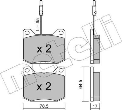 Metelli 22-0080-0 - Тормозные колодки, дисковые, комплект www.autospares.lv