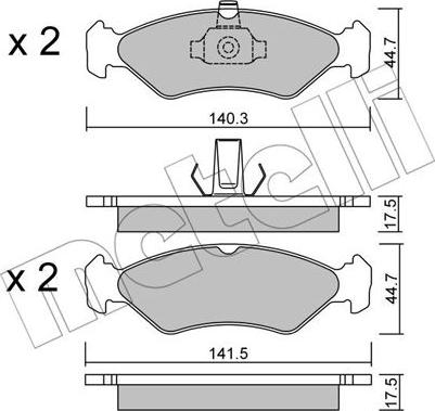 Metelli 22-0088-0 - Тормозные колодки, дисковые, комплект www.autospares.lv