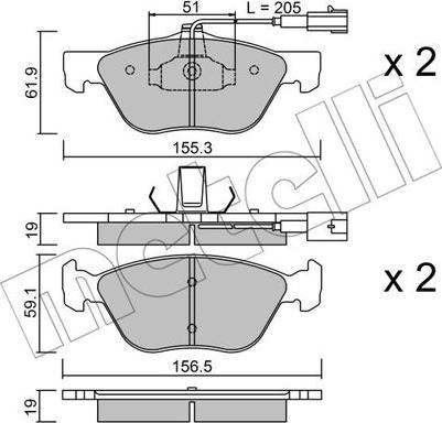 Metelli 22-0083-1 - Тормозные колодки, дисковые, комплект www.autospares.lv