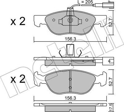 Metelli 22-0082-1 - Brake Pad Set, disc brake www.autospares.lv