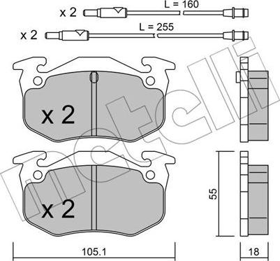 Metelli 22-0036-0 - Bremžu uzliku kompl., Disku bremzes www.autospares.lv