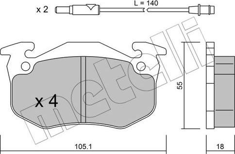 Metelli 22-0036-1 - Bremžu uzliku kompl., Disku bremzes www.autospares.lv