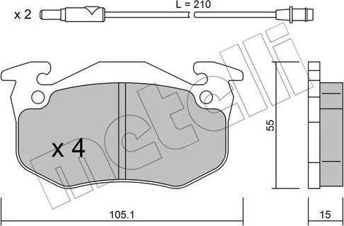 Metelli 22-0036-2 - Bremžu uzliku kompl., Disku bremzes www.autospares.lv