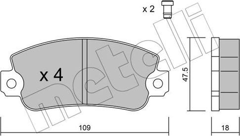 Metelli 22-0033-1 - Bremžu uzliku kompl., Disku bremzes autospares.lv