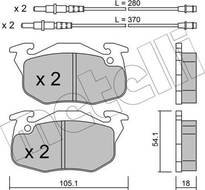 Metelli 22-0037-1 - Bremžu uzliku kompl., Disku bremzes www.autospares.lv