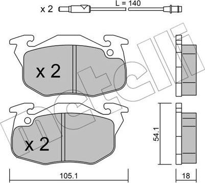 Metelli 22-0037-2 - Bremžu uzliku kompl., Disku bremzes www.autospares.lv