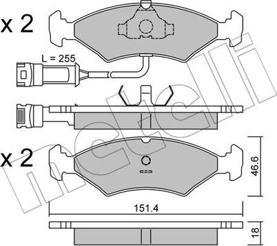 Metelli 22-0029-1 - Bremžu uzliku kompl., Disku bremzes www.autospares.lv