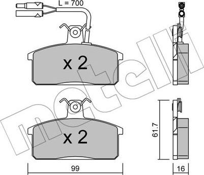 Metelli 22-0026-1 - Bremžu uzliku kompl., Disku bremzes www.autospares.lv