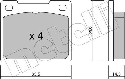 Metelli 22-0020-0 - Bremžu uzliku kompl., Disku bremzes autospares.lv