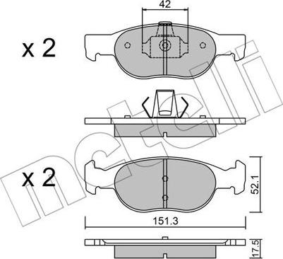 Metelli 22-0079-1 - Bremžu uzliku kompl., Disku bremzes www.autospares.lv