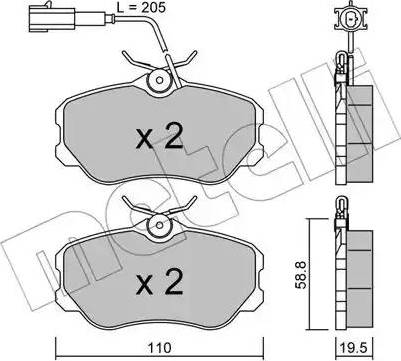 Metelli 22-0074-0 - Тормозные колодки, дисковые, комплект www.autospares.lv