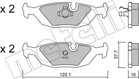 Metelli 22-0070-0 - Тормозные колодки, дисковые, комплект www.autospares.lv