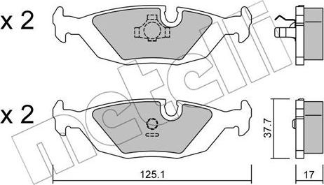 Metelli 22-0070-1 - Тормозные колодки, дисковые, комплект www.autospares.lv