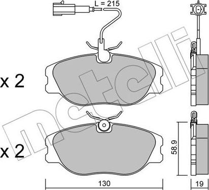 Metelli 22-0072-1 - Тормозные колодки, дисковые, комплект www.autospares.lv