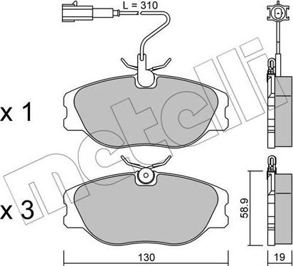 Metelli 22-0072-2 - Тормозные колодки, дисковые, комплект www.autospares.lv