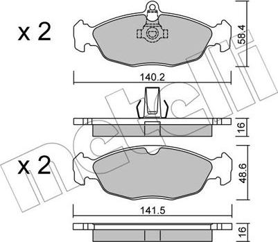 Metelli 22-0077-1 - Bremžu uzliku kompl., Disku bremzes autospares.lv