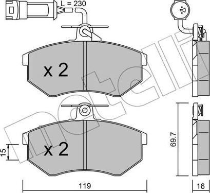 Metelli 22-0148-3 - Тормозные колодки, дисковые, комплект www.autospares.lv