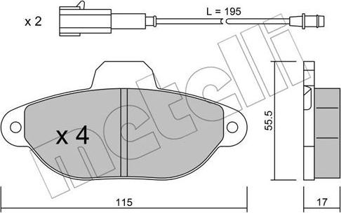 Metelli 22-0159-3 - Brake Pad Set, disc brake www.autospares.lv