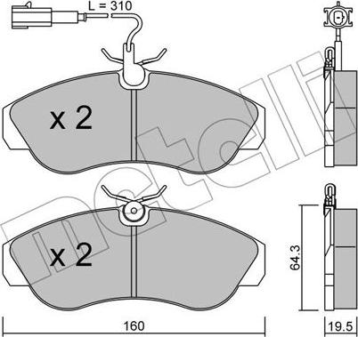 Metelli 22-0155-1 - Bremžu uzliku kompl., Disku bremzes www.autospares.lv