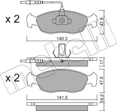 Metelli 22-0156-0 - Bremžu uzliku kompl., Disku bremzes www.autospares.lv