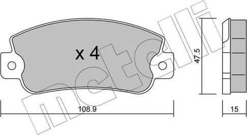 Metelli 22-0104-0 - Bremžu uzliku kompl., Disku bremzes autospares.lv