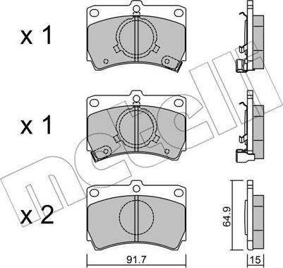 Metelli 22-0103-0 - Bremžu uzliku kompl., Disku bremzes autospares.lv