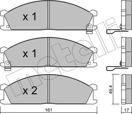 Metelli 22-0107-1 - Brake Pad Set, disc brake www.autospares.lv