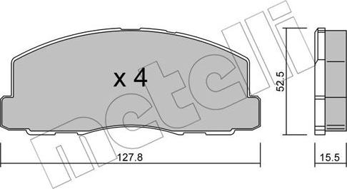 Metelli 22-0114-0 - Тормозные колодки, дисковые, комплект www.autospares.lv