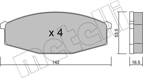 Metelli 22-0110-0 - Bremžu uzliku kompl., Disku bremzes www.autospares.lv