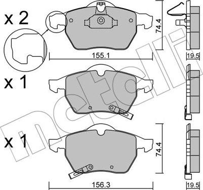 Metelli 22-0118-2 - Тормозные колодки, дисковые, комплект www.autospares.lv