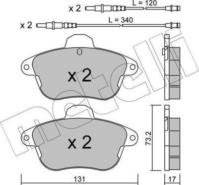 Metelli 22-0184-1 - Bremžu uzliku kompl., Disku bremzes www.autospares.lv